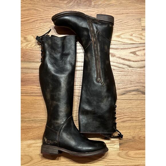 Bed Stu Black Womens Cobbler Series Heeled Tall Boots Leather Rustic 8 - Picture 7 of 15